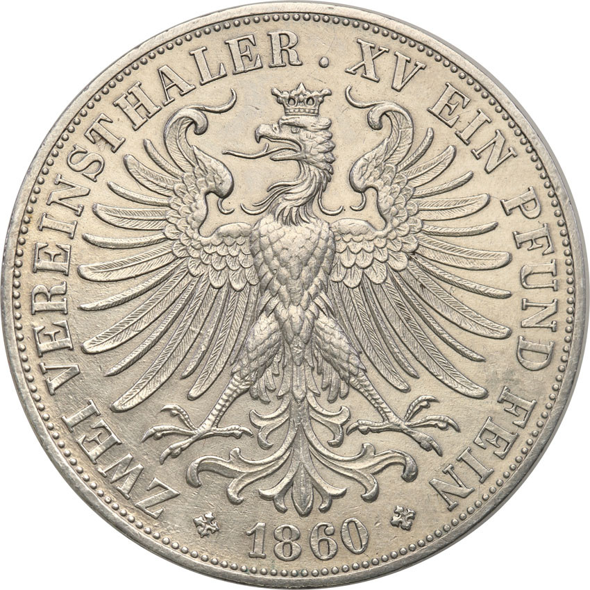 Niemcy. Dwutalar (2 talary) 1860, Frankfurt